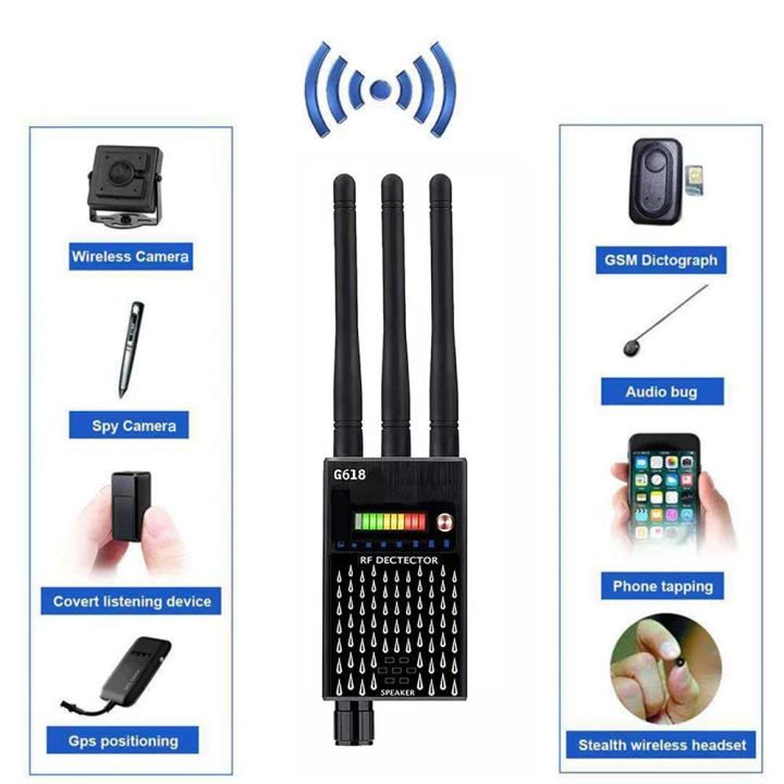 อุปกรณ์ตรวจจับความถี่วิทยุมืออาชีพสามเสาอากาศ-gsm-gps-ตรวจจับกล้องไร้สายป้องกันการดักฟังโทรศัพท์เครื่องตรวจจับสัญญาณ-rf