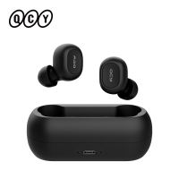 QCY T1C TWS Bluetooth V5.0 Headset Sports Wireless Earphones 3D Stereo Earbuds Mini in Ear Dual Microphone With Charging box Over The Ear Headphones