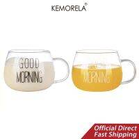 KEMORELA Coffee Cup Glass Black and White Letters Milk Tea Coffee Cup Cocktail Glass Crystal Transparent Cup Handle Drink Set Couple Gift