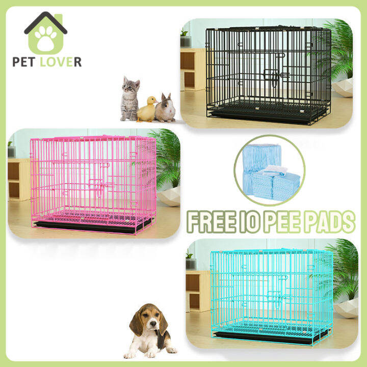 Heavy Duty Double Door Pet Cage Collapsible Folding With Poop Tray for