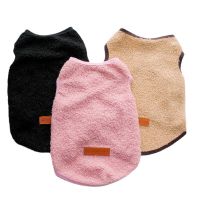 Cute Fleece Pet Clothes Solid Color Warm Dog T-shirt Sweater Autumn Winter Thick Cat Vest For Small Medium Dogs Sleeve Dog Vest Clothing Shoes Accesso