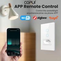 CORUI Tuya Brazil ZigBee WiFi Smart Switch With Socket Touch-Sensor Smart Home Interruptor Wall Switch Support Alexa Google Home Ratchets Sockets