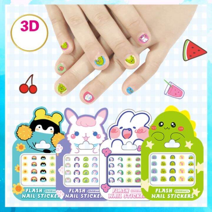 125pcs Kids Nail Sticker Set 4 Cute Cartoon Designs Stickers For Nail