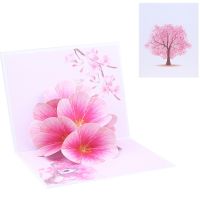 ✪【Available】【New】Peach Blossom Greeting Cards Handmade Birthday Wedding Invitation 3D Pop Up Card