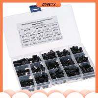 COVETX 320 Pcs ไนลอนทำจากไนลอน ชุดแยกสเปเซอร์สกรู สีดำสีดำ เต้าเสียบไฟฟ้า ตัวเว้นระยะทางออก ตัวเว้นระยะฮาร์ดแวร์ สวิตช์และตัวเว้นระยะเต้ารับ สกรูสำหรับสกรู