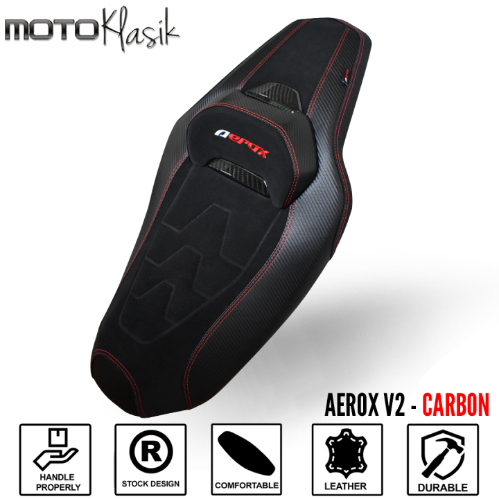 YAMAHA AEROX V2 CAMEL BACK SEAT ASSEMBLY WITH EMBROID LOGO AND CARBON