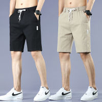 กางเกงขาสั้นผ้าไอซ์ซิลั่นสำหรับผู้ชายกางเกงเอวยางยืดแบบลำลองแบบบางสำหรับฤดูร้อน 5 กางเกงห้าส่วนผู้ชายทรงหลวม