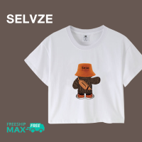 เสื้อเสื้อยืดสั้นลายหมวกหมีน่ารักจากฉบับภาษาเกาหลี SELVZE สำหรับ Woman1