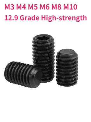 M3 M4 M5 M6 M8 M10 12.9 Grade High-strength Hex Hexagon Socket Flat Point Set Screw End Grub Headless Bolt Nails Screws Fasteners