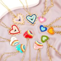 【YP】 European and cross-border explosive style alloy drop oil love necklace wholesale pendant ins niche design female