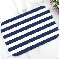 Chic Nautical Anchor Boat Navy Blue Stripes Personalised Doormat Modern Custom Your Boat Name Rubber Door Mat Rug Carpet Decor