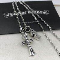 เงิน Chrome Cool Hearts สร้อยคอ Cross ผู้ชายและผู้หญิงอินเทรนด์บุคลิกภาพสามารถเป่านกหวีดจี้คู่ Retro แฟชั่น Punk สร้อยคอคู่ Gift