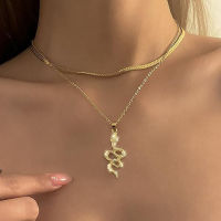 Delysia King 2021 new diamond serpentine pendant necklace creative personality punk style gold double clavicle chain