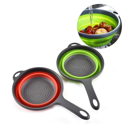 【CC】 Fruit Vegetable Washing Basket Strainer with Handle PP TPR Drain Collapsible Drainer Colander Tools