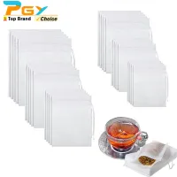 100pcs Disposable Tea Bags for Loose Leaf Tea Natural Non-woven Fabric Tea Filter Bags Empty Cotton Drawstring Seal Filter Bag