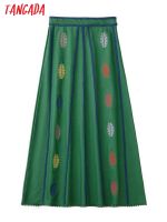 Tangada 2022 New Women Emboridery Cotton Long Skirt Vintage Side Zipper Ladies Chic Skirts 3H200