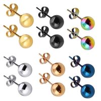 Stainless Steel Ear Post Stud Earrings For Women Men Jewelry Gold Silver Color Ball 2-8mm Dia Fashion Jewelry Wholesale 1 Pair