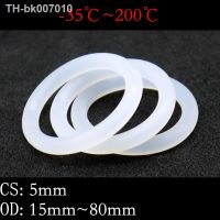 ☎  50pcs VMQ O Ring Seal Gasket Thickness CS 5mm OD 15   80mm Silicone Rubber Insulated Waterproof Washer Round Shape White Nontoxi