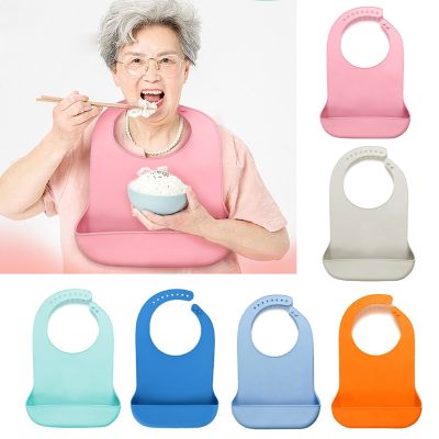 1 Pc Large Waterproof Anti-oil Mealtime Silicone Bib Clothes Clothing Protector Senior Citizen Aid Aprons