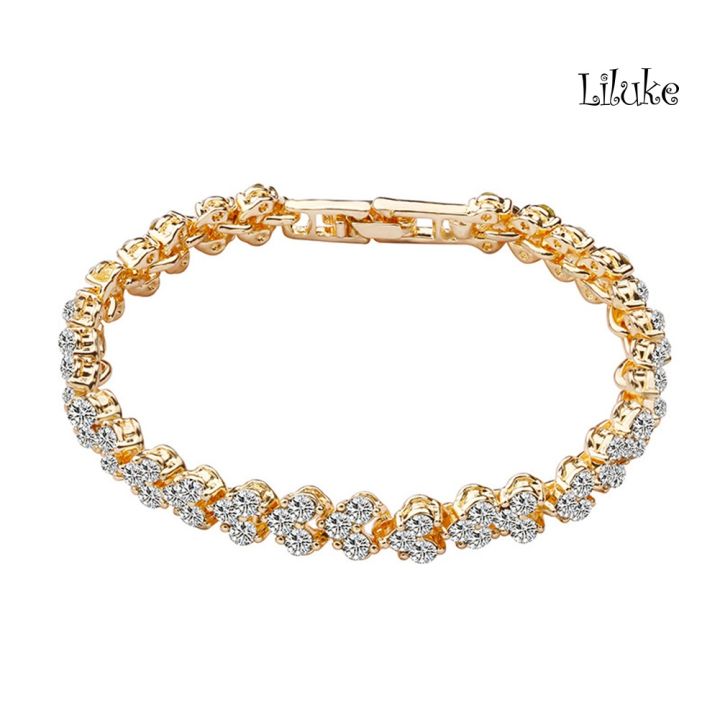 lk-18k-gold-cubic-zirconia-inlaid-celet-bangle-party-women-jewely