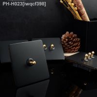 86 Type Home Improvement 1-4 Gang 2 Way Wall Light Switch Retro Knurled Lever Black Stainless Steel Panel Switch