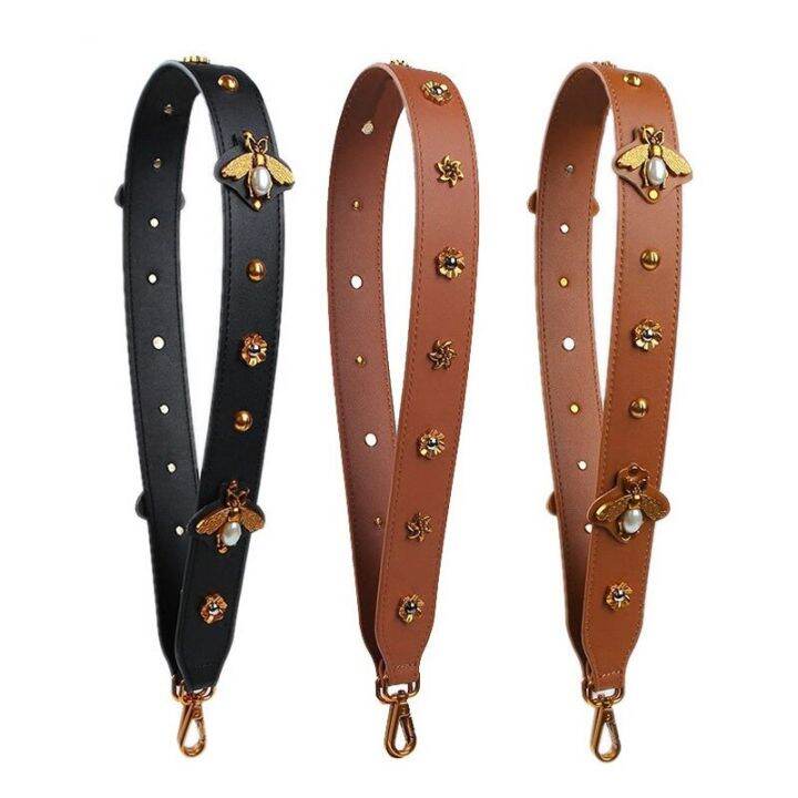 retro-bee-straps-for-bags-leather-handles-for-handbags-wide-shoulder-strap-metal-flower-decoration-anse-sac-a-main