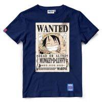 เสื้อยืดราคาถูกเสื้อยืดวันพีช One piece-487-NV Wanted Luffy สีกรมs-5xl เสื้อยืดคุณภาพดี