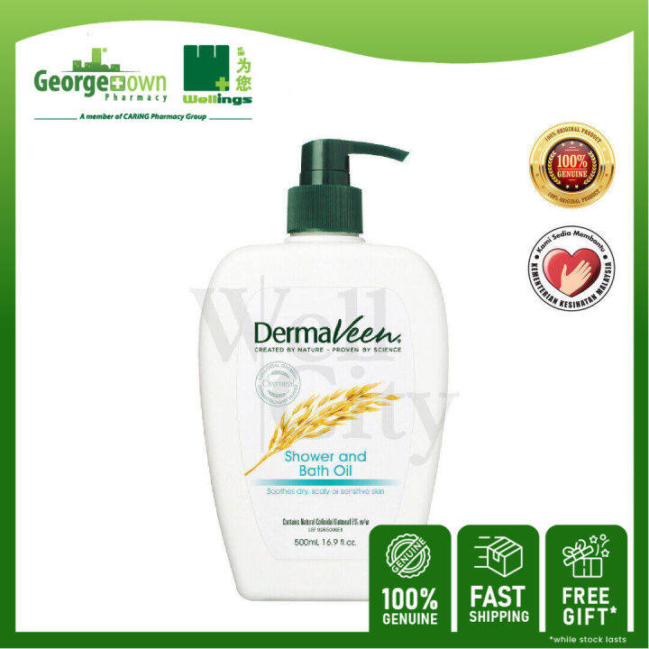 DERMAVEEN SHOWER & BATH OIL 500ML Wellings Pharmacy] Lazada