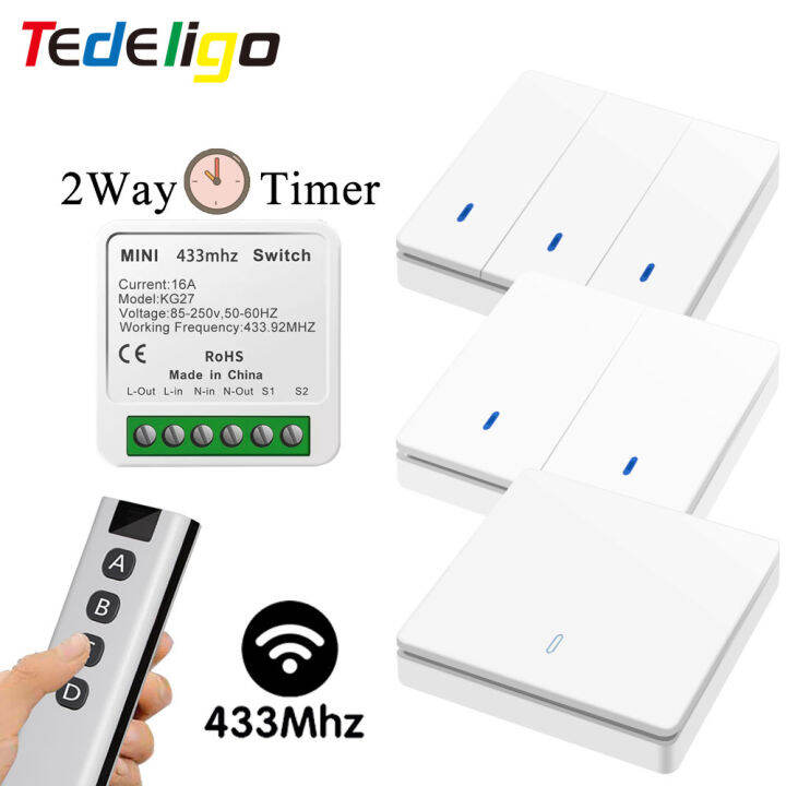 433Mhz Wireless Smart Switch Light Module 16A Electric Timer 2Way Mini Breaker Rf Push Button