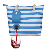 Wine Tote Bag  Portable Beach Wine Purse Wine Tote Bag with Hidden Dispenser Insulated Large Wine Cooler Bag With Wine Bladder Towels