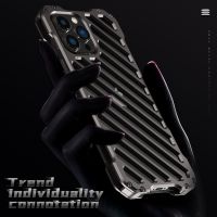 ☾✺﹍ Anti-Fall Shockproof Aluminum Armor Iron Man Case For iPhone 14 Pro Max 14 Plus 13 mini 12 Pro Max Case Cover Phone Shell Bag