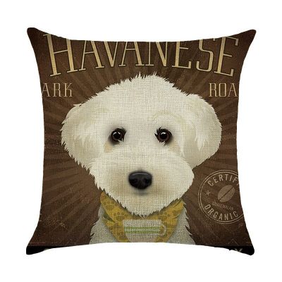New Funny Pug Dog Printed Pillow Case Cover Square 45cm*45cm Cartoon White Dog Linen Pillowcase Home Decorative
