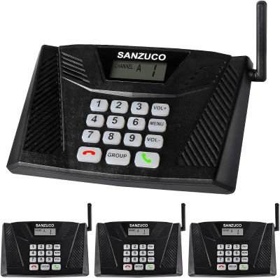 SANZUCO Wireless Intercom System for Home, Intercom System with Group Call Full Duplex Intercom for Office Hotel House, Room to Room Intercom Communication,Hands Free with Crystal Clear Sound Pack 4