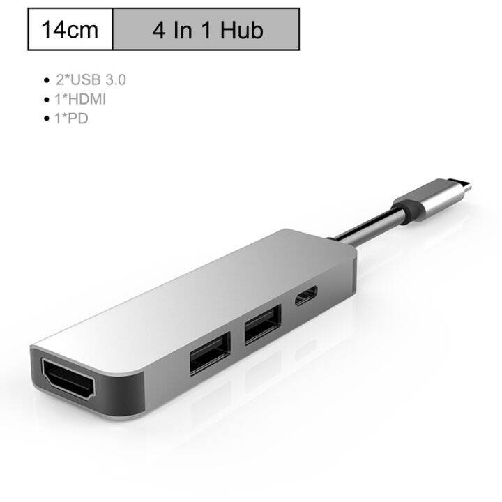 usb-hub-usb-c-hub-to-muti-usb-3-0-hdmi-4k-sd-tf-card-reader-pd-charging-audio-rj45-adapter-for-macbook-pro-usb-hub-splitter