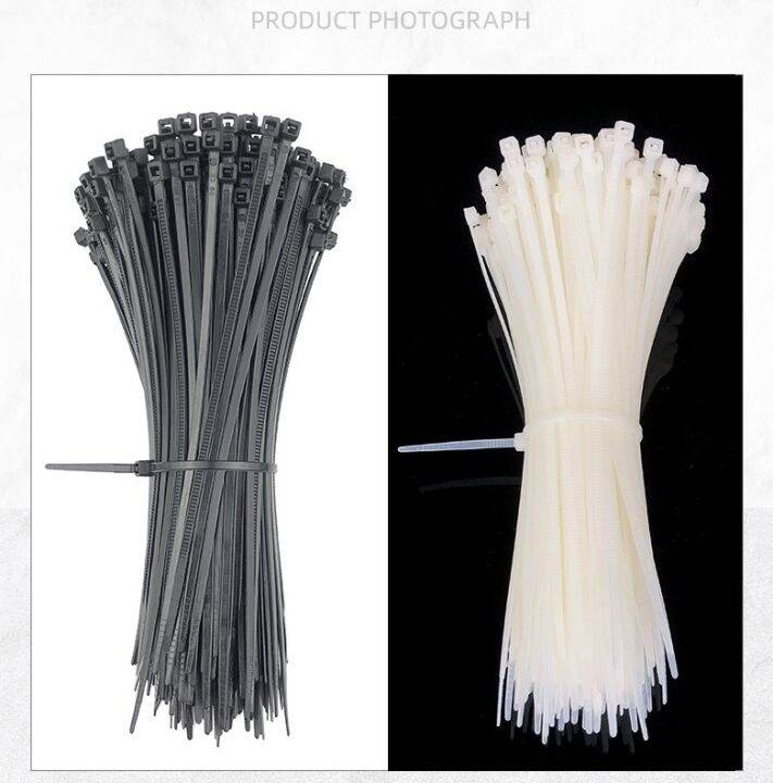 BLACK/WHITE NYLON CABLE TIES ZIP TIE CABLE BINDER PLASTIC FASTEN