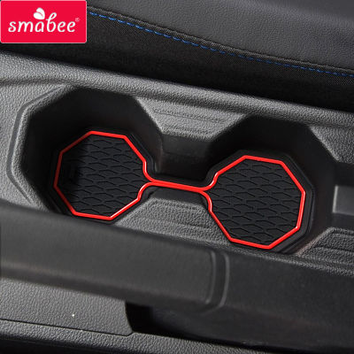 Smabee Car Gate Slot Mat For Volkswagen Polo 2018 - 2021 polo Interior Anti-Slip Slot Mat Accessories Rubber Cup Holders Coaster