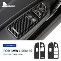 สติกเกอร์ตกแต่งภายในสำหรับรถ BMW 1ซีรีส์ E82 E88อุปกรณ์เสริม2008-2013ประตูรถคาร์บอนไฟเบอร์ไฟฟ้าสวิตช์ยกหน้าต่าง