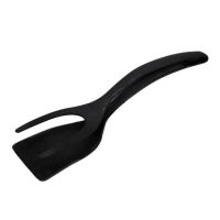 QTCF-1pcs 2-in-1 Silicone Spatula Non-stick Pancake Toast Omelette Turner Bread Tongs Food Egg Clip Kitchen Cooking Utensils Tools