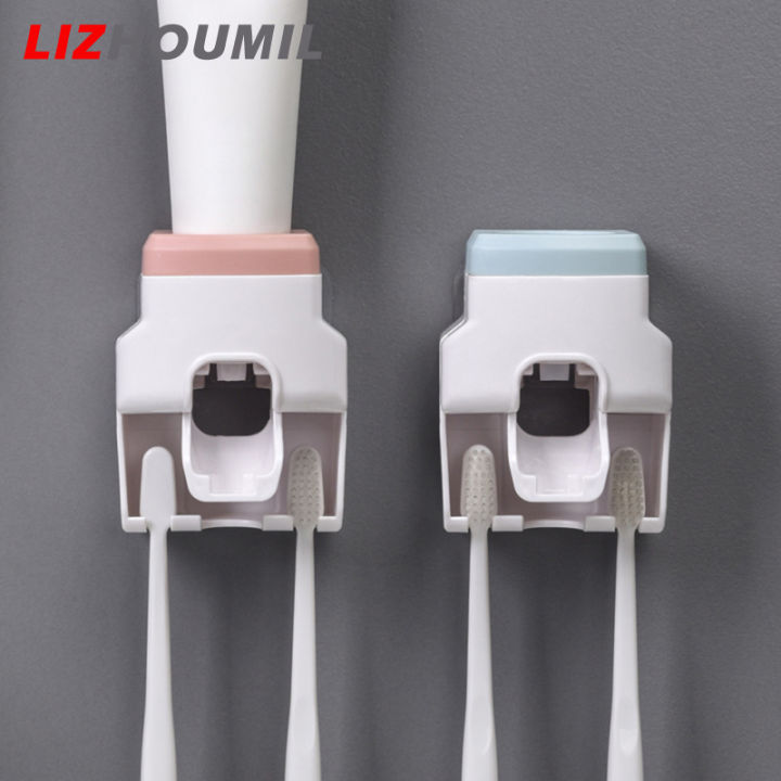 lizhoumil-ที่คั้นน้ำแปรงสีฟันขี้เกียจผลิตภัณฑ์ที่ใส่แปรงสีฟันในห้องน้ำที่บีบยาสีฟันห้องน้ำอัตโนมัติกันน้ำ