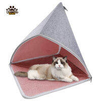 Diy Pet Warm Bed ที่ถอดออกได้ล้างทำความสะอาดได้ Semi-Enclosed Felt ผ้า Hideout House สำหรับสุนัขขนาดกลางขนาดเล็ก Cats