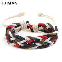 National Style Simple Casual Rainbow Color Hand-woven Bracelet Couple Fashion Fresh Outdoor Survival Bracelets Friendship Gift Charms and Charm Bracel