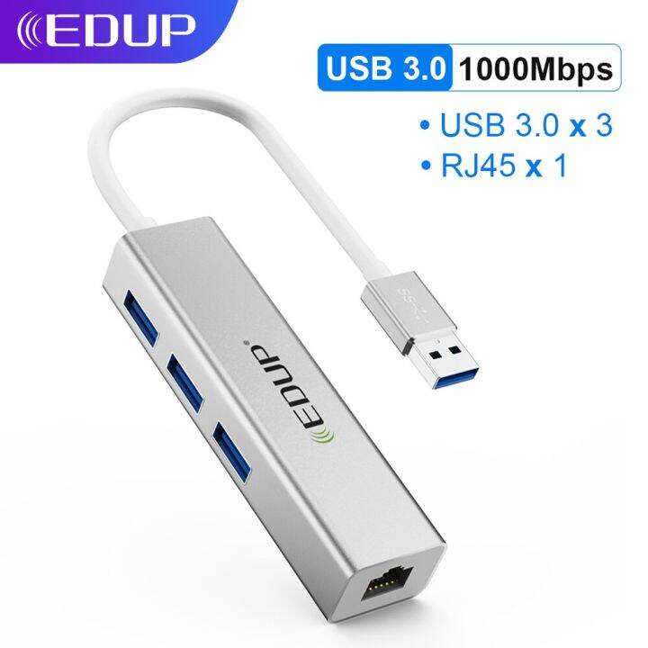 EDUP 4 In 1 HUB USB3.0 Type C 1000Mbps HUB to Rj45 Adapter