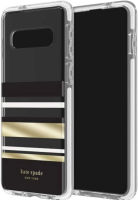 kate spade new york Defensive Hardshell Case (1-PC Comold for Samsung Galaxy S10+ - Park Stripe Black/Crean/Gold Foil/Clear Multicolor