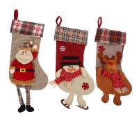 Christmas Stockings (3 Pack) Decorations 18 Inch Cute Santa, Deer, Snowman Candy Socks Gifts Bag, 3D Applique Style, Detailed Designs, Embroidered Edges, Hanging Loops