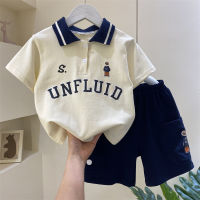 Boys Polo Shirt Suit 2023 New Fashion Baby Summer Clothes Trendy Childrens Cool Handsome Fried Street Short Sleeve