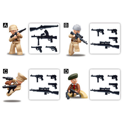 WW2 Soviet Russian National Weapons Accessories Small Building Blocks Army Mini Military Soldiers Figures Parts Bricks Toys