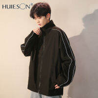 【Huieson】เสื้อแจ็คเก็ตคอตั้งสำหรับผู้ชาย,ชุดเดรสเสื้อยอดนิยมใหม่เสื้อสเวตเตอร์ถักแบบมีซิปเสื้อแจ็กเก็ตแบบมีปก