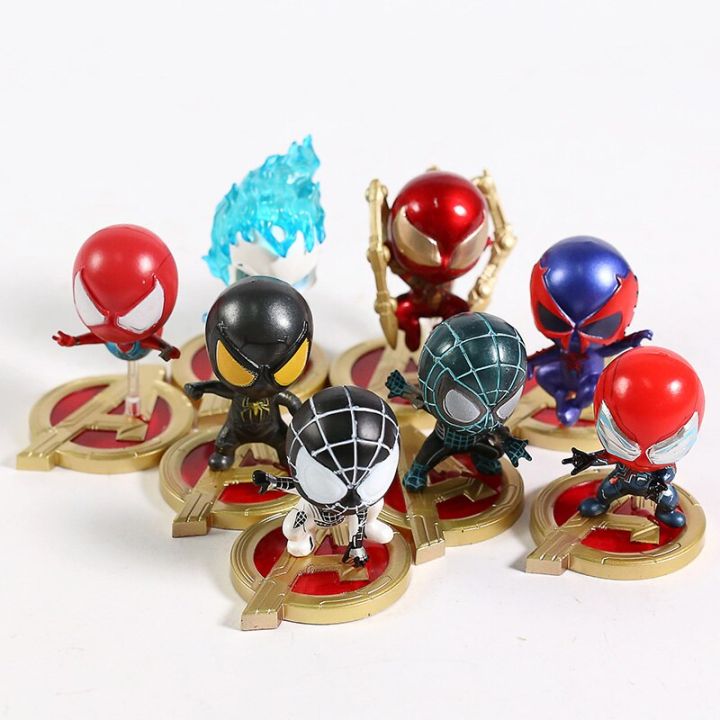 cosbaby-r-spirit-spider-man-2099หุ่น-pvc-ขนาดเล็กของเล่น8ชิ้น-เซ็ต