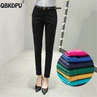 High Waist Cotton Womens Pencil Pants 92cm 2023 Candy Colors Elegant Pantalones De Mujer Korean Fashion Slim Office Suit Capris