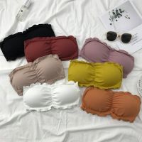 Ladies Breast Wrap Threaded Cotton One Word Wrap Bust Sexy Tube Top With Chest Pads Push Up Underwear Strapless Bras Non-Slip